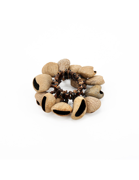 Crécelle (bracelet) pangi blanc montée sur élastique - ROOTS